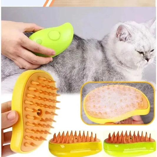 3 in 1 Pet Electric Steam Brush Cat and Dog Cleaning Spray Massage Grooming Comb Retractable Handle Pet Hair Removal BeautyBrush