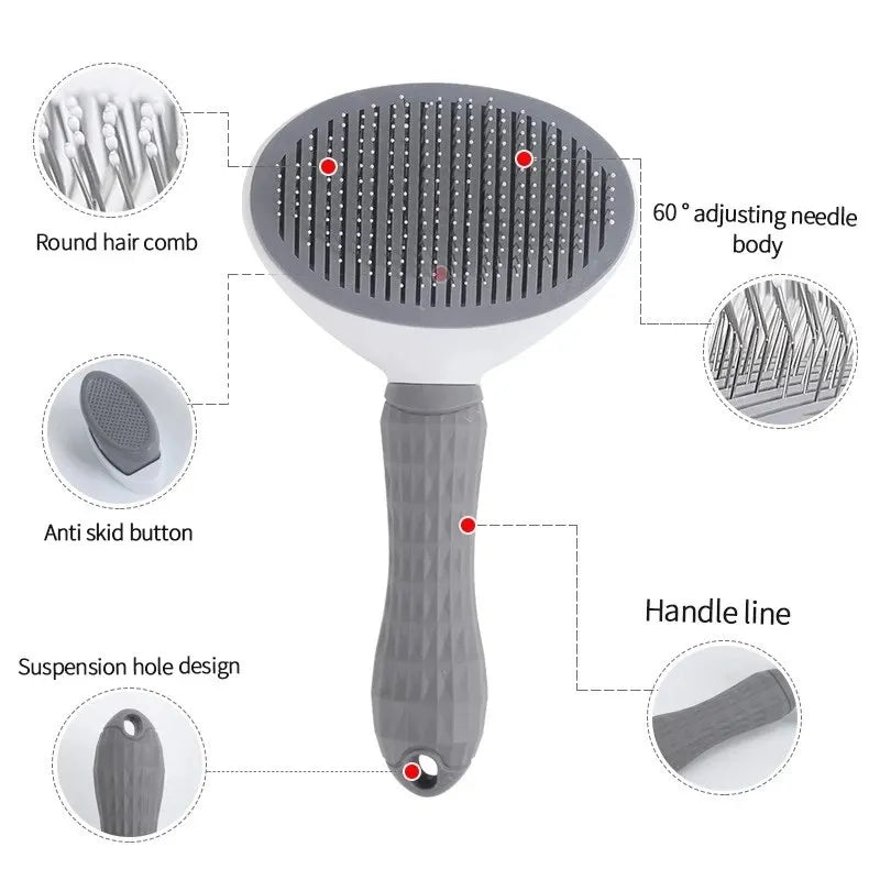 Pet Hair Removal Brush Dog Hair Comb Stainless Steel Automatic Hair Fading Cat Comb Pet Cleaning Grooming Supplies