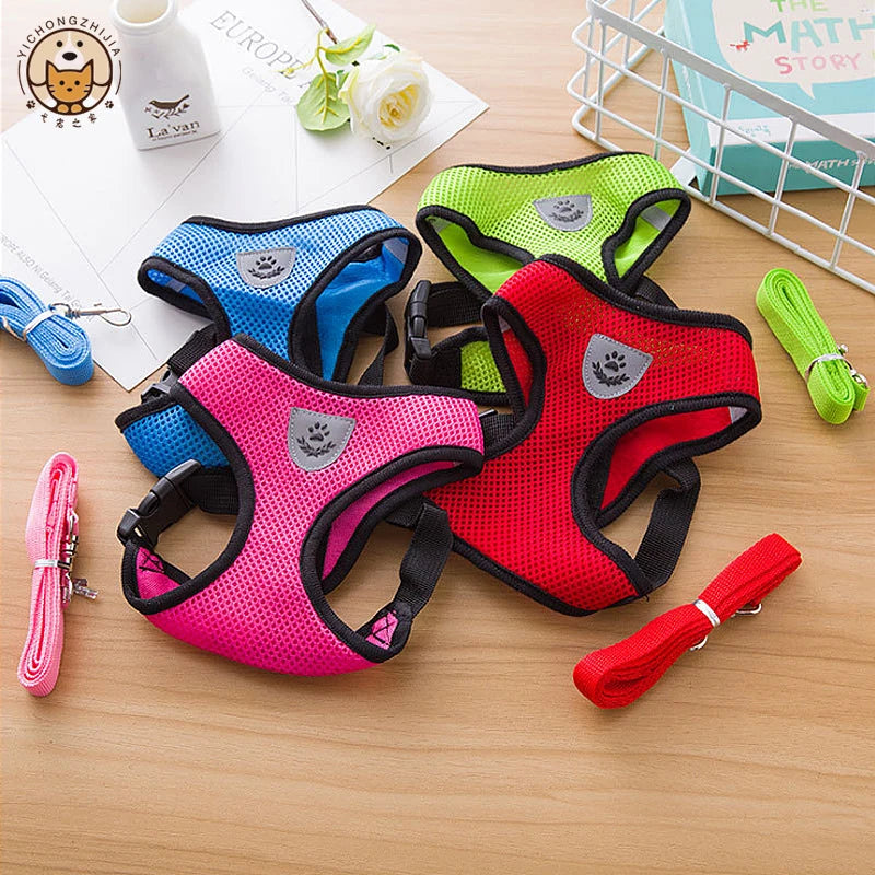 Cat Harness Vest Walking Leash For Puppy dog Collar Polyester Adjustable Mesh Dog Harness For Small Medium Pet Accessories